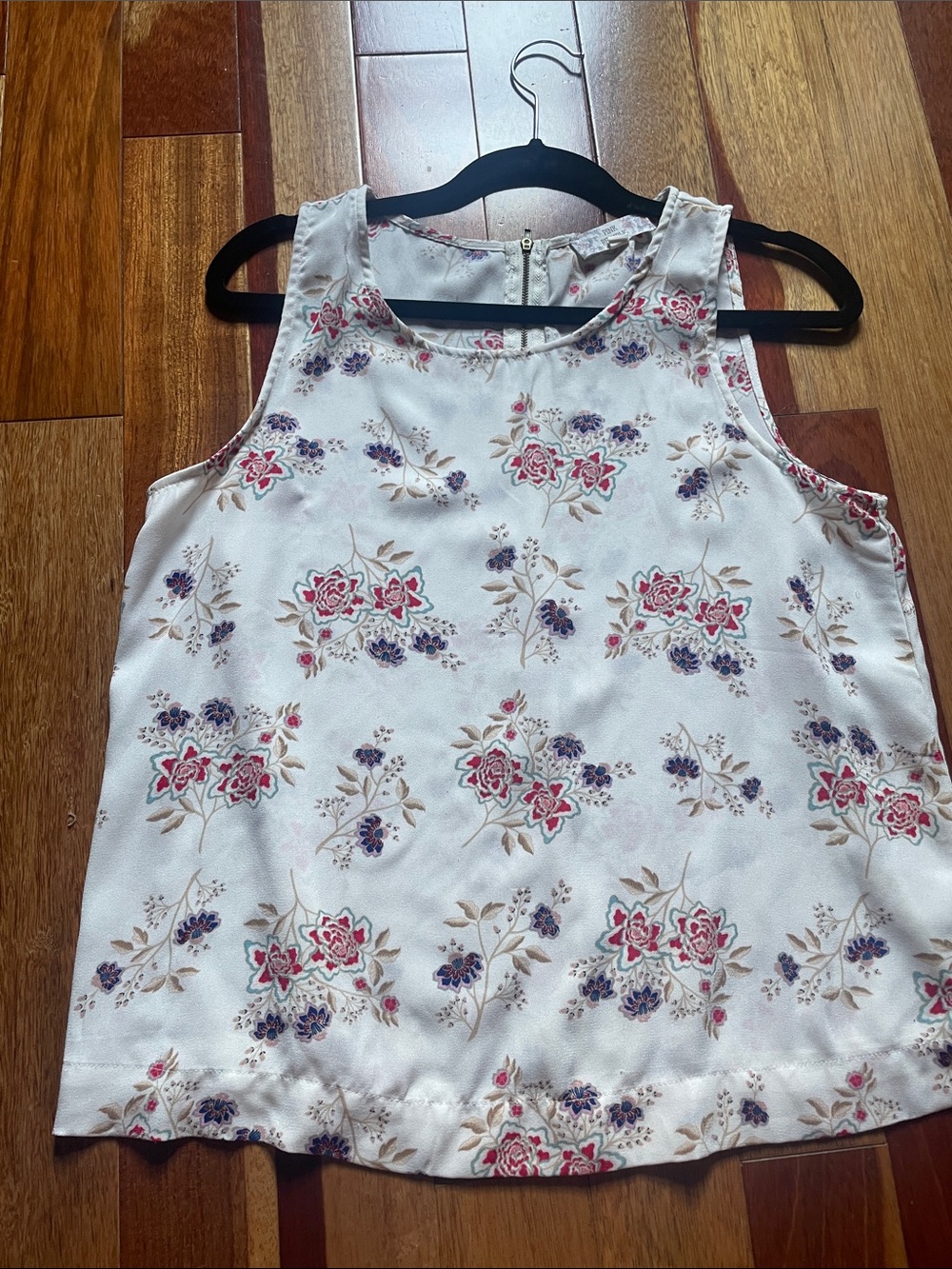 Pink Republic White Floral Scoop Neck Camisole with Pink & Purple Flowers
